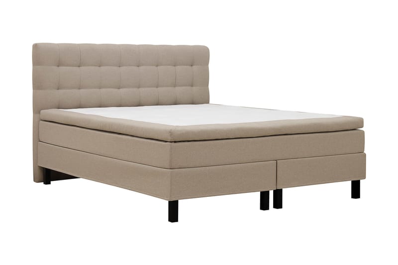 Hilton Komplett Sängpaket 180x200 cm Kontinentalsäng med rutad sänggavel - Beige - Möbler - Sovrum - Sängar - Komplett Sängpaket