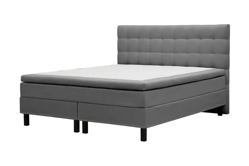 Hilton Komplett Sängpaket 180x200 cm Kontinentalsäng med rutad sänggavel - Grå - Möbler - Sovrum - Sängar - Kontinentalsängar