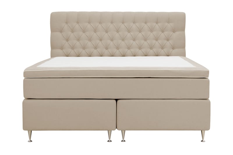 Hilton lyx Komplett Sängpaket 160x200 cm Kontinentalsäng med knappad sänggavel - Beige - Möbler - Sovrum - Sängar - Komplett Sängpaket