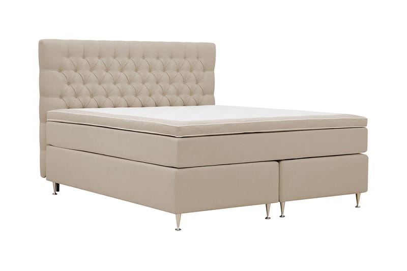Hilton lyx Komplett Sängpaket 160x200 cm Kontinentalsäng med knappad sänggavel - Beige - Möbler - Sovrum - Sängar - Komplett Sängpaket