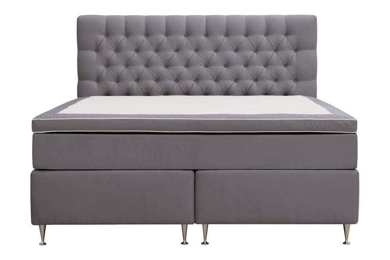 Hilton lyx Komplett Sängpaket 160x200 cm Kontinentalsäng med knappad sänggavel - Grå - Möbler - Sovrum - Sängar - Komplett Sängpaket