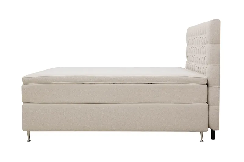 Hilton Lyx Komplett Sängpaket 160x200 cm Kontinentalsäng med knappad sänggavel i bouclé - Ivory / Bouclé - Möbler - Sovrum - Sängar - Kontinentalsängar