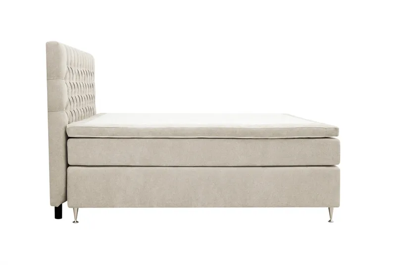 Hilton Lyx Komplett Sängpaket 160x200 cm Kontinentalsäng med knappad sänggavel i chenille - Beige - Möbler - Sovrum - Sängar - Kontinentalsängar