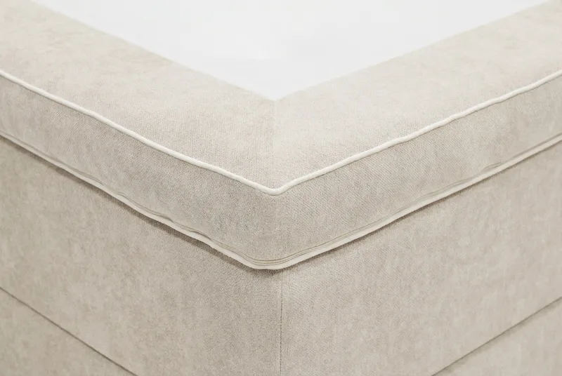 Hilton Lyx Komplett Sängpaket 160x200 cm Kontinentalsäng med knappad sänggavel i chenille - Beige - Möbler - Sovrum - Sängar - Kontinentalsängar