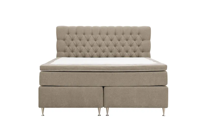 Hilton Lyx Komplett Sängpaket 160x200 cm Kontinentalsäng med knappad sänggavel i chenille, Brun