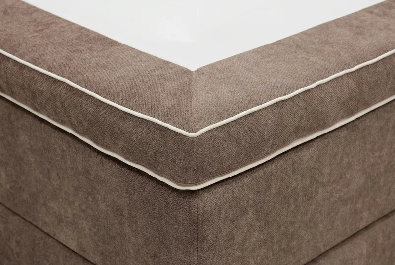 Hilton Lyx Komplett Sängpaket 160x200 cm Kontinentalsäng med knappad sänggavel i chenille - Mörkbrun - Möbler - Sovrum - Sängar - Kontinentalsängar