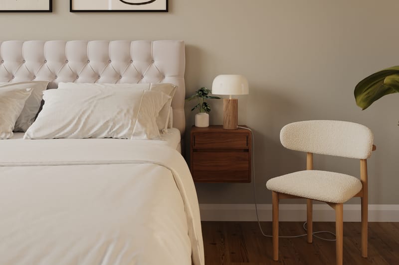 Hilton lyx Komplett Sängpaket 160x200 cm Kontinentalsäng med knappad sänggavel i sammet - Beige / Sammet - Möbler - Sovrum - Sängar - Komplett Sängpaket