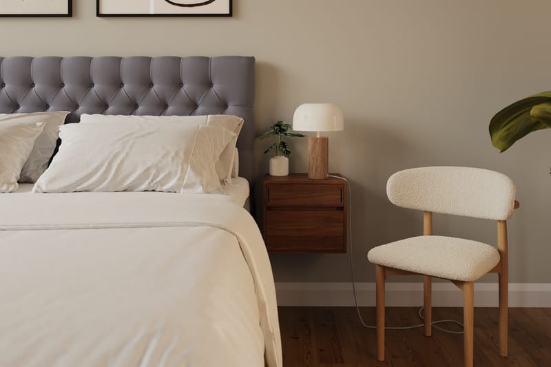 Hilton lyx Komplett Sängpaket 160x200 cm Kontinentalsäng med knappad sänggavel i sammet - Grå / Sammet - Möbler - Sovrum - Sängar - Komplett Sängpaket