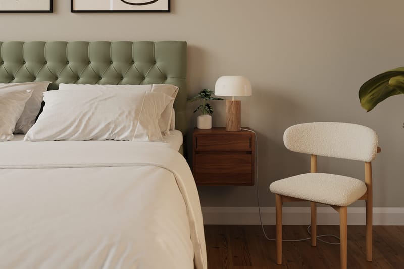 Hilton Lyx Komplett Sängpaket 160x200 cm Kontinentalsäng med knappad sänggavel i sammet - Olivgrön / Sammet - Möbler - Sovrum - Sängar - Kontinentalsängar