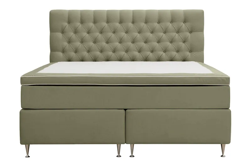 Hilton Lyx Komplett Sängpaket 160x200 cm Kontinentalsäng med knappad sänggavel i sammet - Olivgrön / Sammet - Möbler - Sovrum - Sängar - Kontinentalsängar