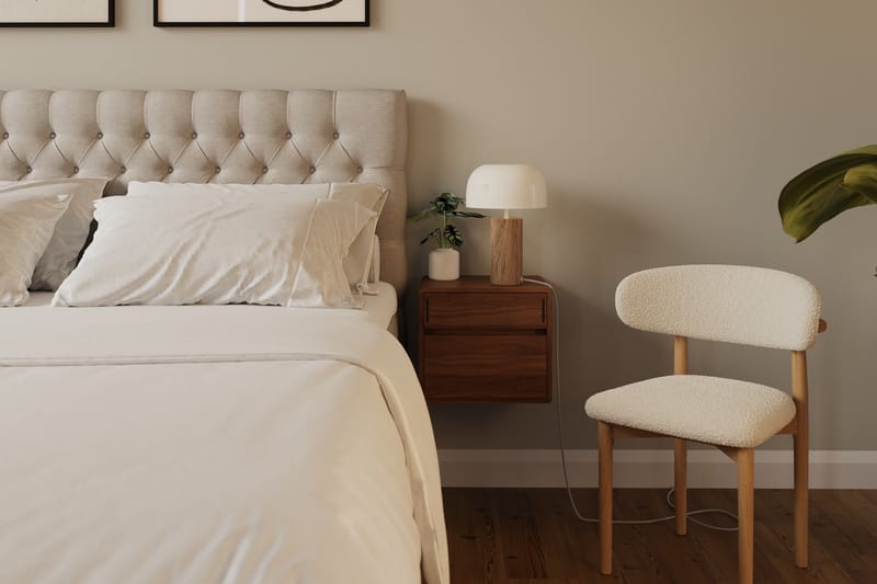 Hilton lyx Komplett Sängpaket 160x200 cm Kontinentalsäng med knappad sänggavel - Ljusbeige - Möbler - Sovrum - Sängar - Komplett Sängpaket