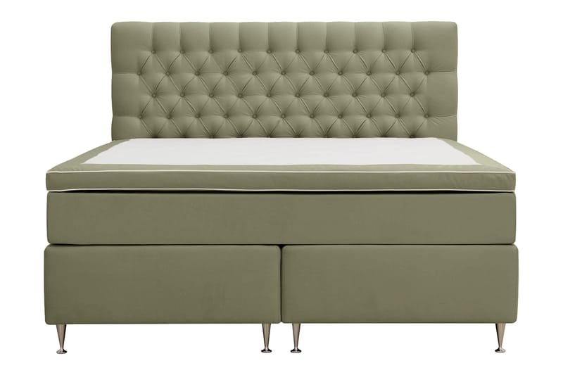 Hilton lyx Komplett Sängpaket 160x200 cm Kontinentalsäng med knappad sänggavel - Olivgrön - Möbler - Sovrum - Sängar - Komplett Sängpaket