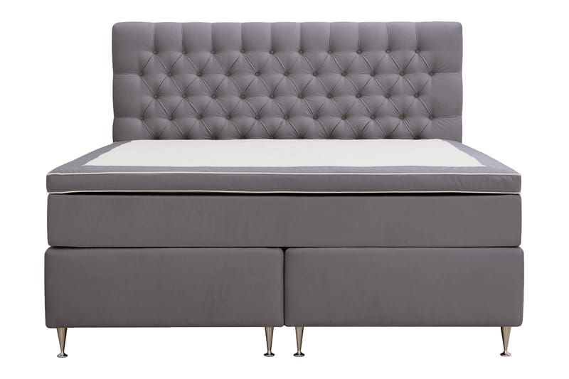 Hilton lyx Komplett Sängpaket 180x200 cm Kontinentalsäng med knappad sänggavel - Grå - Möbler - Sovrum - Sängar - Komplett Sängpaket