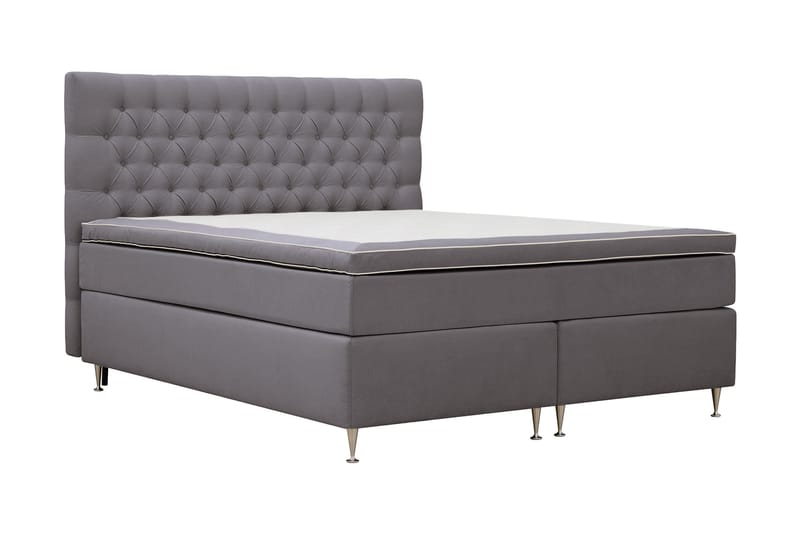 Hilton lyx Komplett Sängpaket 180x200 cm Kontinentalsäng med knappad sänggavel - Grå - Möbler - Sovrum - Sängar - Komplett Sängpaket