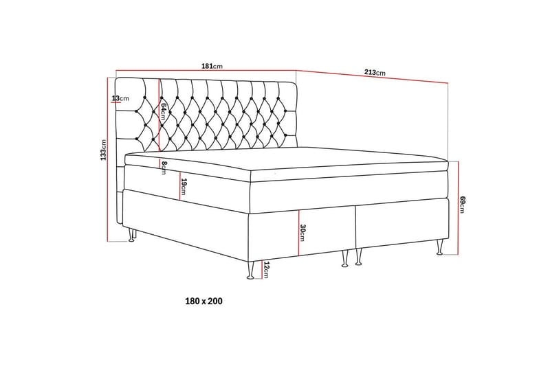 Hilton lyx Komplett Sängpaket 180x200 cm Kontinentalsäng med knappad sänggavel i bouclé - Ivory / Bouclé - Möbler - Sovrum - Sängar - Kontinentalsängar