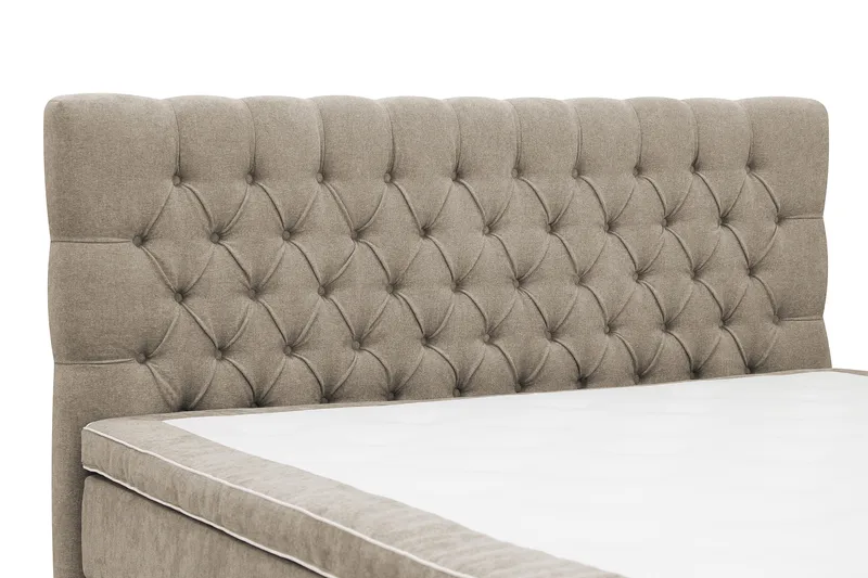 Hilton Lyx Komplett Sängpaket 180x200 cm Kontinentalsäng med knappad sänggavel i chenille - Brun - Möbler - Sovrum - Sängar - Kontinentalsängar