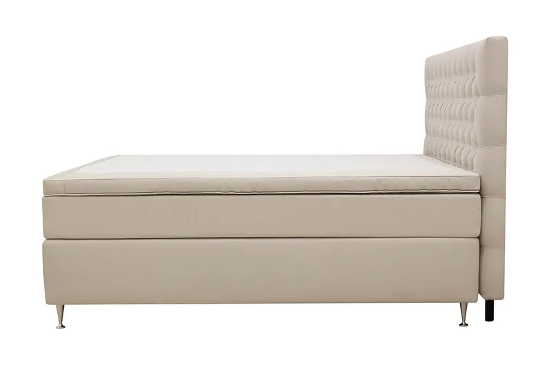 Hilton Lyx Komplett Sängpaket 180x200 cm Kontinentalsäng med knappad sänggavel i sammet - Beige - Möbler - Sovrum - Sängar - Kontinentalsängar