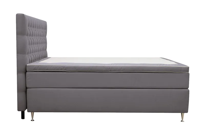 Hilton Lyx Komplett Sängpaket 180x200 cm Kontinentalsäng med knappad sänggavel i sammet - Grå - Möbler - Sovrum - Sängar - Kontinentalsängar