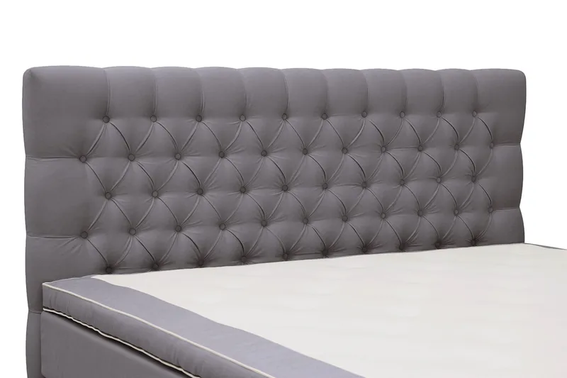 Hilton Lyx Komplett Sängpaket 180x200 cm Kontinentalsäng med knappad sänggavel i sammet - Grå - Möbler - Sovrum - Sängar - Kontinentalsängar