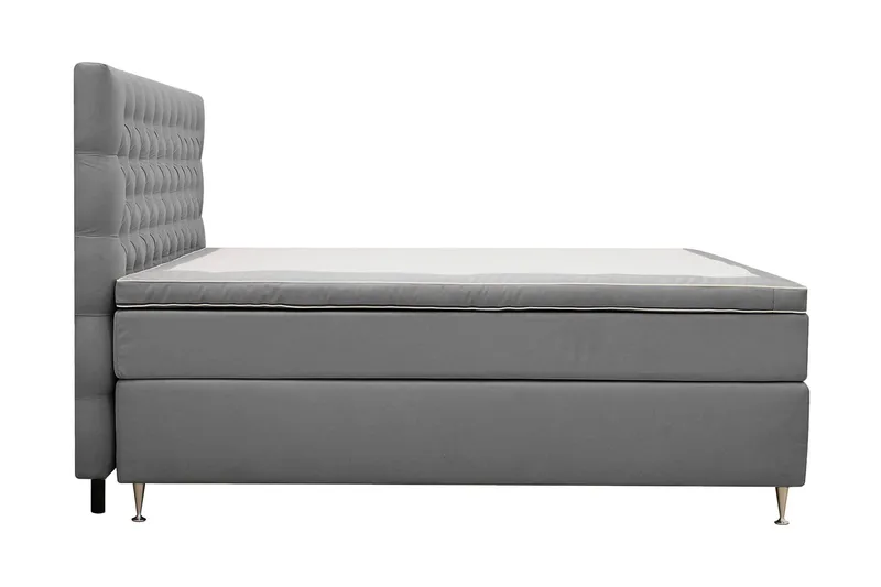 Hilton Lyx Komplett Sängpaket 180x200 cm Kontinentalsäng med knappad sänggavel i sammet - Ljusgrå - Möbler - Sovrum - Sängar - Kontinentalsängar