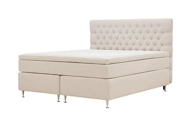 Hilton Lyx Komplett Sängpaket 180x200 cm Kontinentalsäng med knappad sänggavel - Ljusbeige - Möbler - Sovrum - Sängar - Kontinentalsängar