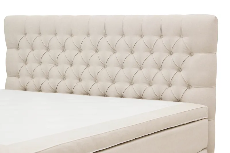 Hilton Lyx Komplett Sängpaket 180x200 cm Kontinentalsäng med knappad sänggavel - Ljusbeige - Möbler - Sovrum - Sängar - Kontinentalsängar