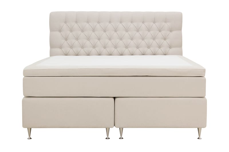 Hilton lyx Komplett Sängpaket 180x200 cm Kontinentalsäng med knappad sänggavel - Ljusbeige - Möbler - Sovrum - Sängar - Komplett Sängpaket