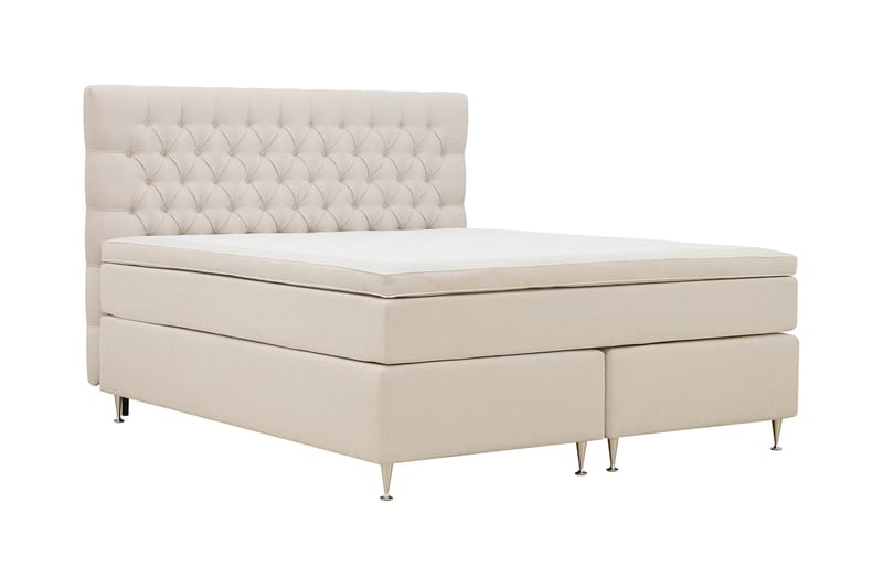 Hilton lyx Komplett Sängpaket 180x200 cm Kontinentalsäng med knappad sänggavel - Ljusbeige - Möbler - Sovrum - Sängar - Komplett Sängpaket