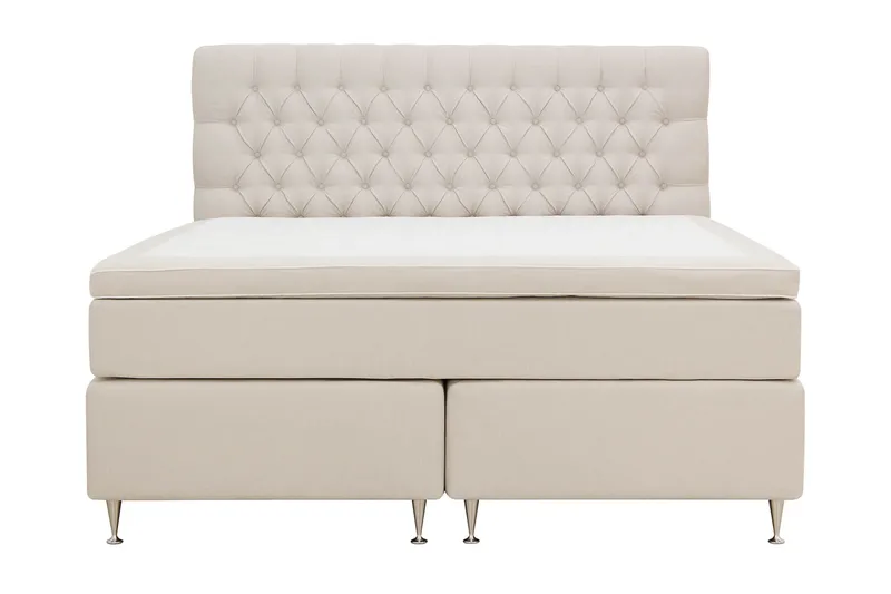 Hilton Lyx Komplett Sängpaket 180x200 cm Kontinentalsäng med knappad sänggavel, Ljusbeige