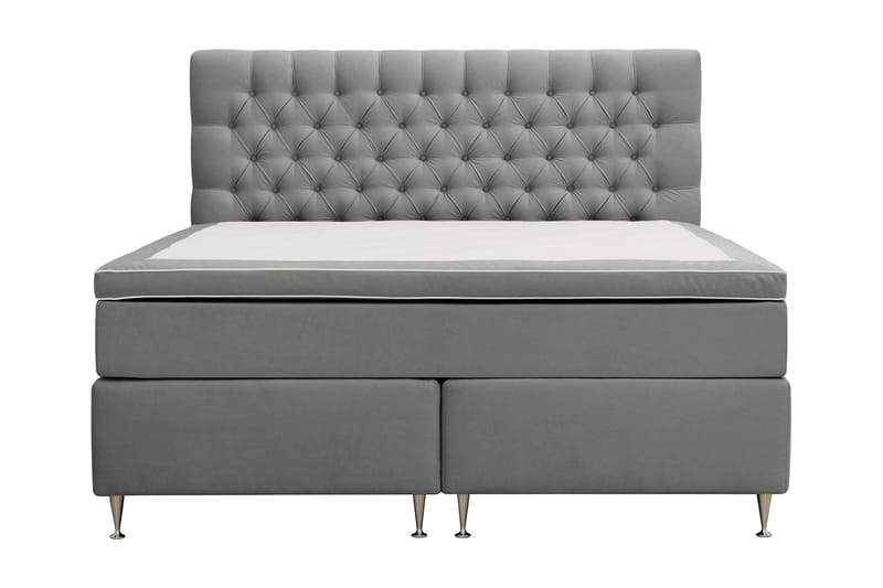 Hilton lyx Komplett Sängpaket 180x200 cm Kontinentalsäng med knappad sänggavel - Ljusgrå - Möbler - Sovrum - Sängar - Komplett Sängpaket