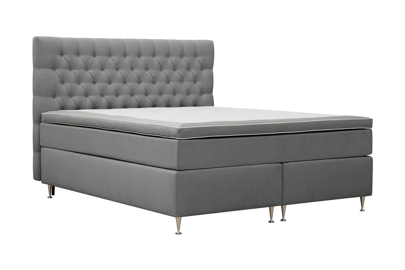 Hilton lyx Komplett Sängpaket 180x200 cm Kontinentalsäng med knappad sänggavel - Ljusgrå - Möbler - Sovrum - Sängar - Komplett Sängpaket
