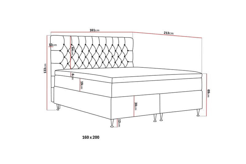 Hilton Lyx Kontinentalsäng 160x200 cm - Grå - Möbler - Sovrum - Sängar - Kontinentalsängar