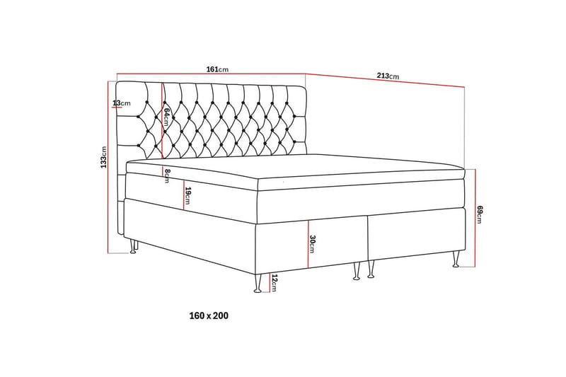 Hilton Lyx Kontinentalsäng 160x200 cm - Grå - Möbler - Sovrum - Sängar - Kontinentalsängar