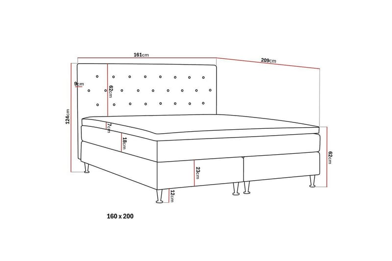 Hilton Plus Komplett Sängpaket 160x200 cm - Grå - Möbler - Sovrum - Sängar - Komplett Sängpaket