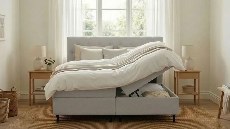 Hilton Plus Komplett Sängpaket med Förvaring 180x200 cm - Grå - Möbler - Sovrum - Sängar - Kontinentalsängar