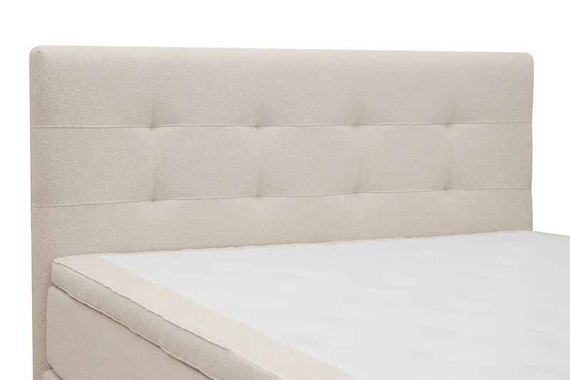 Hilton Premium Komplett Sängpaket 160x200 cm Kontinentalsäng med Sänggavel - Ljusbeige Bouclé - Möbler - Sovrum - Sängar - Kontinentalsängar