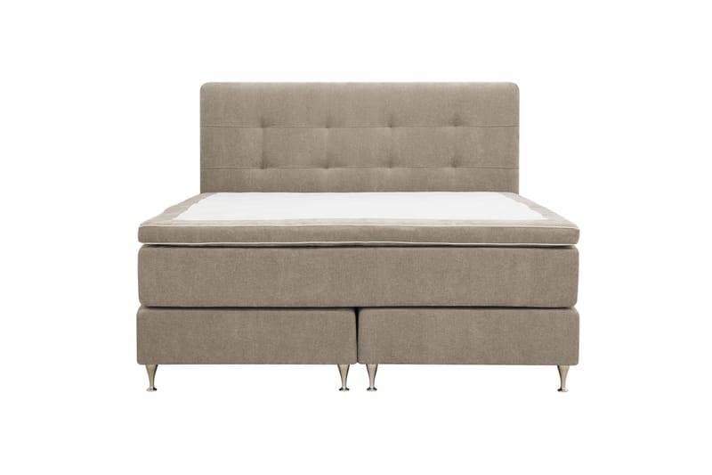Hilton Premium Komplett Sängpaket 180x200 cm Kontinentalsäng med Sänggavel, Ljusbrun Tyg