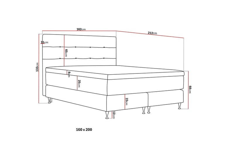 Hilton Premium Komplett Sängpaket 160x200 cm Kontinentalsäng med Sänggavel - Ljusbeige Tyg - Möbler - Sovrum - Sängar - Kontinentalsängar