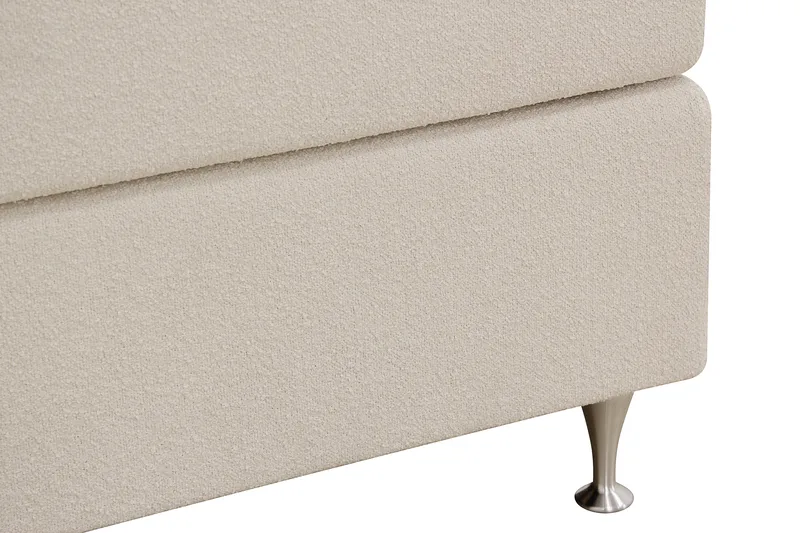 Hilton Premium Komplett Sängpaket 160x200 cm Kontinentalsäng med Sänggavel - Ljusbeige Bouclé - Möbler - Sovrum - Sängar - Kontinentalsängar
