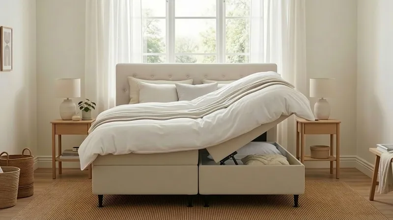 Hilton Plus Komplett Sängpaket med Förvaring 180x200 cm - Ljusbeige - Möbler - Sovrum - Sängar - Kontinentalsängar