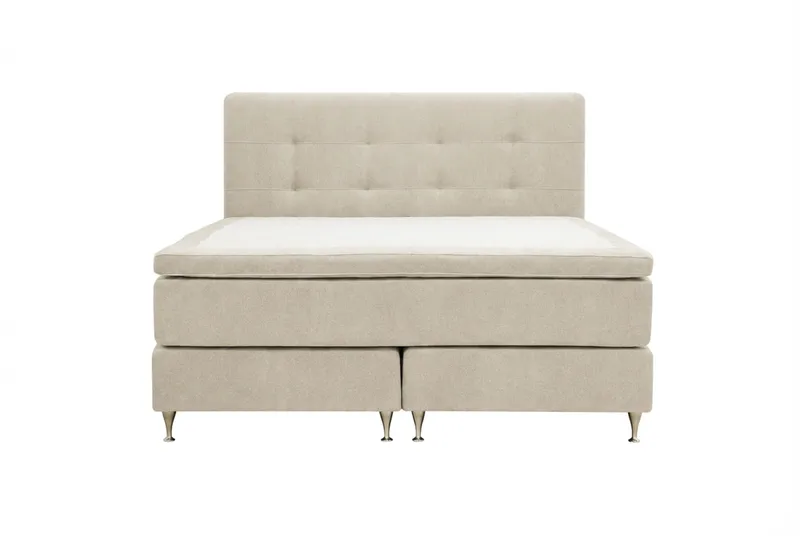 Hilton Premium Komplett Sängpaket 180x200 cm Kontinentalsäng med Sänggavel, Beige Tyg