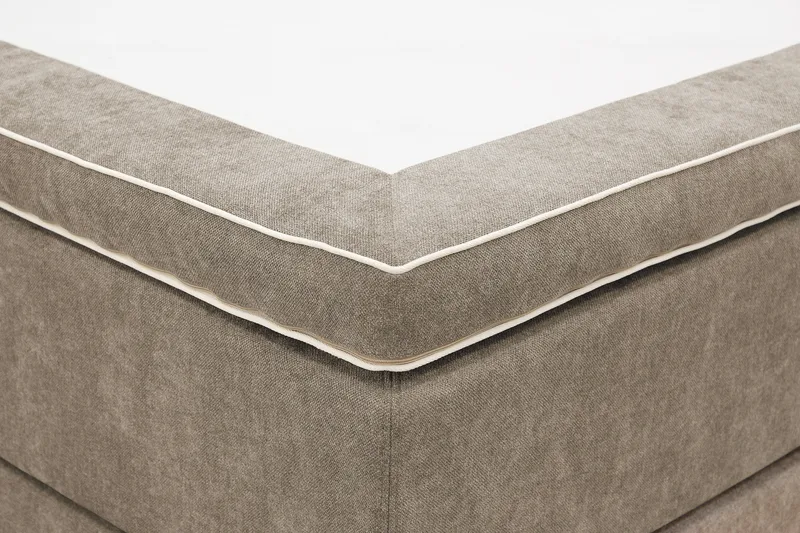 Hilton Premium Komplett Sängpaket 160x200 cm Kontinentalsäng med Sänggavel - Ljusbrun Tyg - Möbler - Sovrum - Sängar - Kontinentalsängar