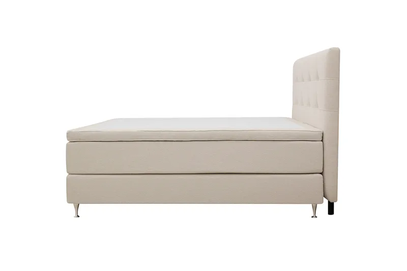 Hilton Premium Komplett Sängpaket 160x200 cm Kontinentalsäng med Sänggavel - Ljusbeige Bouclé - Möbler - Sovrum - Sängar - Kontinentalsängar