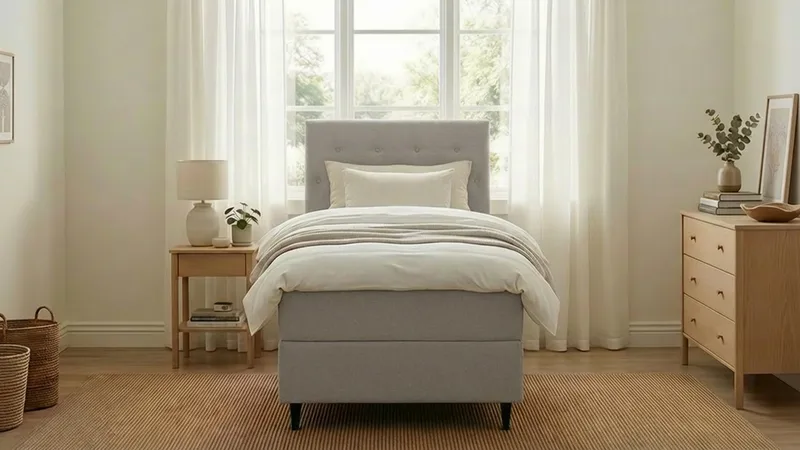 Hilton Plus Komplett Sängpaket med Förvaring 90x200 cm - Grå - Möbler - Sovrum - Sängar - Kontinentalsängar