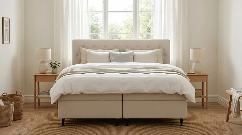 Hilton Plus Komplett Sängpaket med Förvaring 160x200 cm - Ljusbeige - Möbler - Sovrum - Sängar - Kontinentalsängar