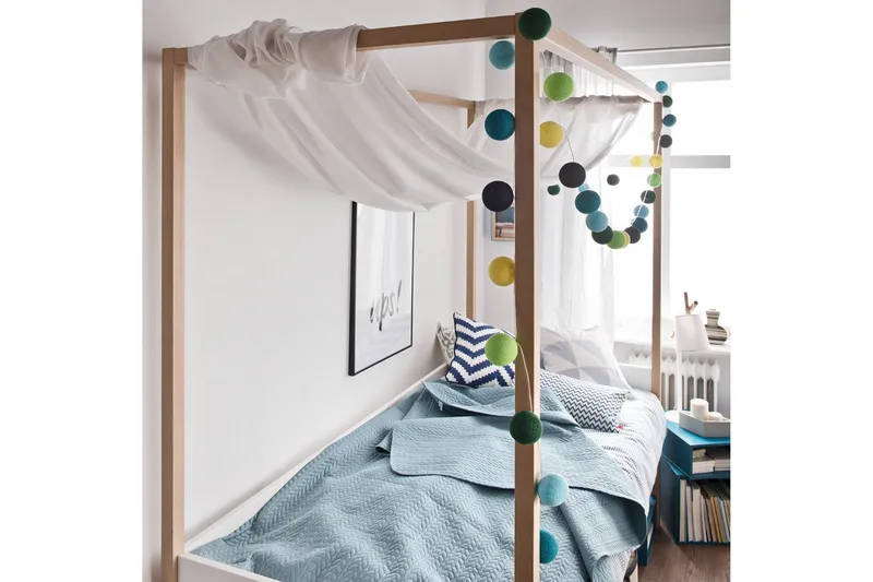 4You Säng 90x200 cm Vit/Trä/Natur - VOX - Möbler - Sovrum - Sängar - Himmelsäng