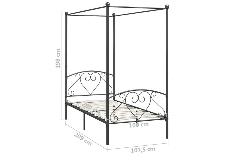 Himmelsäng grå metall 100x200 cm - Grå - Möbler - Sovrum - Sängar - Himmelsäng