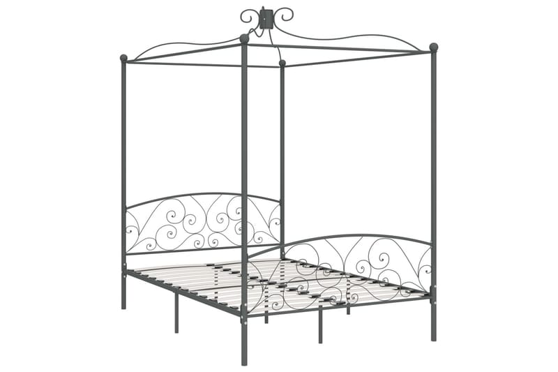 Himmelsäng grå metall 120x200 cm - Grå - Möbler - Sovrum - Sängar - Himmelsäng