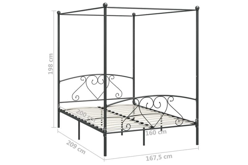 Himmelsäng grå metall 160x200 cm - Grå - Möbler - Sovrum - Sängar - Himmelsäng