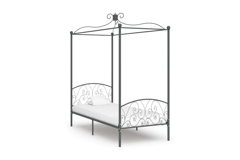 Himmelsäng grå metall 90x200 cm - Grå - Möbler - Sovrum - Sängar - Himmelsäng